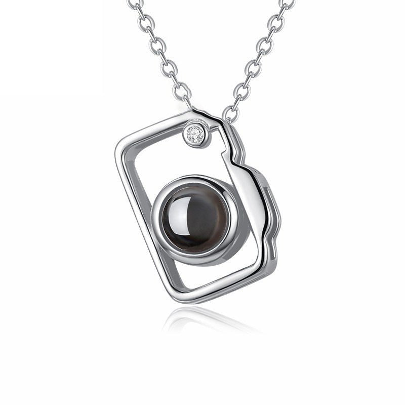 Camera Shaped Customized Photo Projection Necklace - CURVY MOON