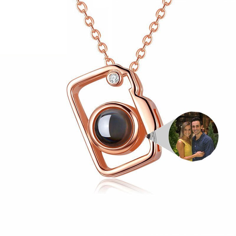 Camera Shaped Customized Photo Projection Necklace - CURVY MOON