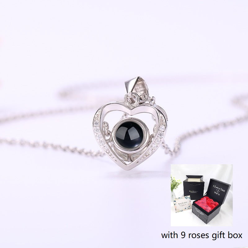 S925 Silver Pendant Necklace For Women Girls Love Memory Heart Necklace Gift