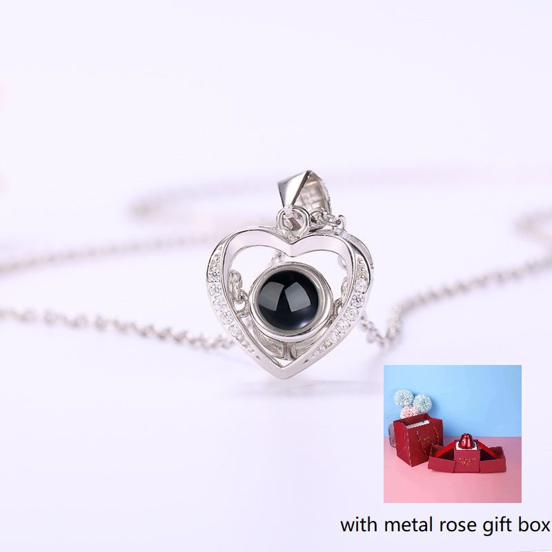 S925 Silver Pendant Necklace For Women Girls Love Memory Heart Necklace Gift