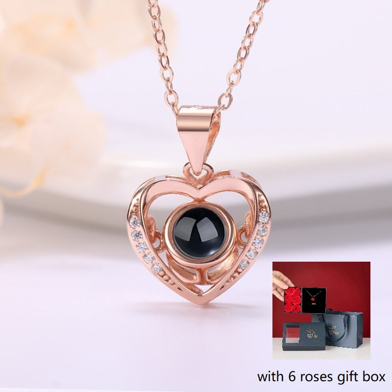 S925 Silver Pendant Necklace For Women Girls Love Memory Heart Necklace Gift