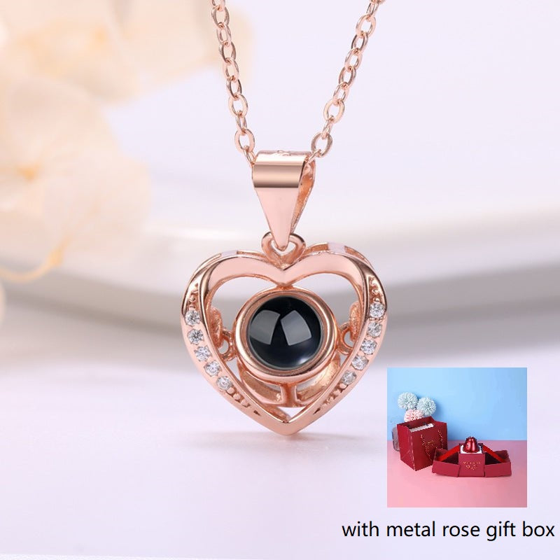 S925 Silver Pendant Necklace For Women Girls Love Memory Heart Necklace Gift