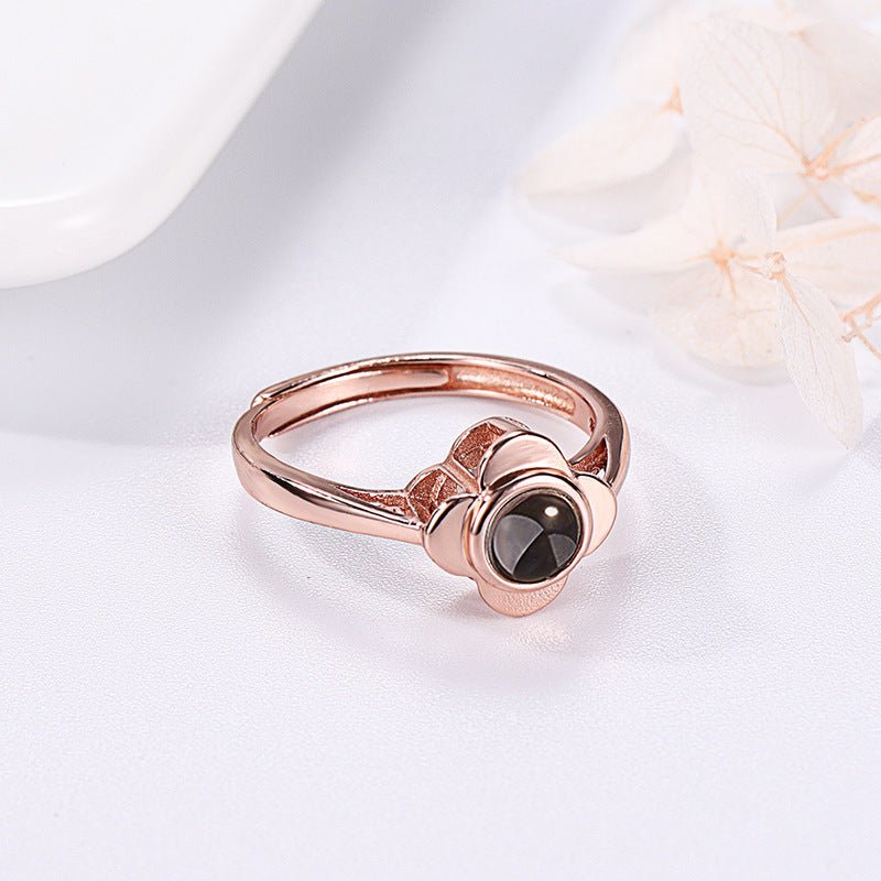 Projection Ring for Women Adjustable Couple Rings Flower Shape - CURVY MOON