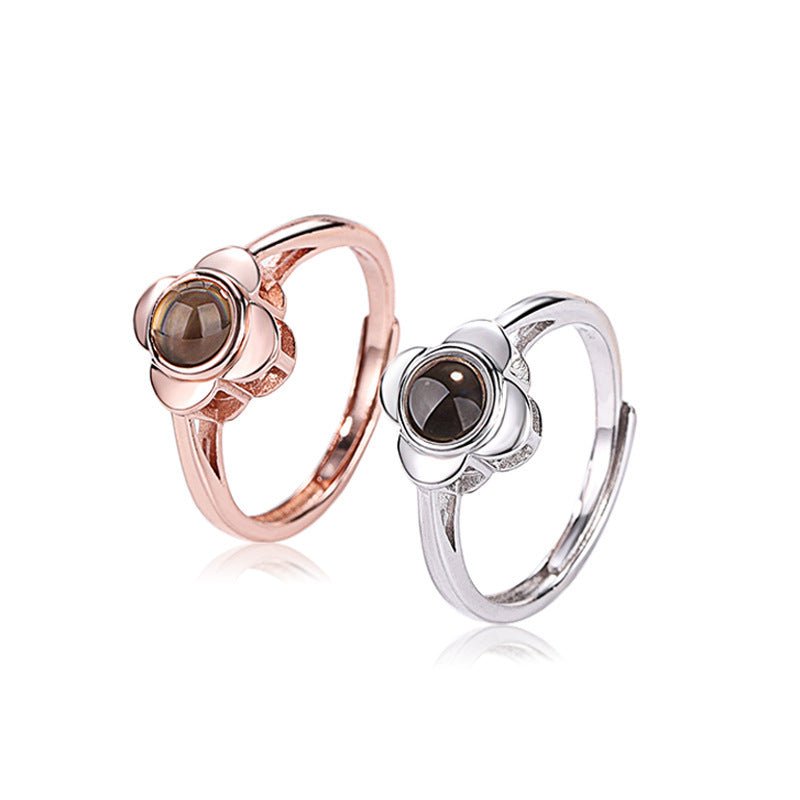 Projection Ring for Women Adjustable Couple Rings Flower Shape - CURVY MOON