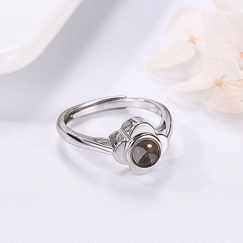 Projection Ring for Women Adjustable Couple Rings Flower Shape - CURVY MOON