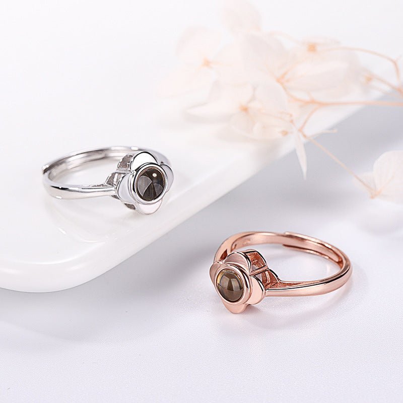 Projection Ring for Women Adjustable Couple Rings Flower Shape - CURVY MOON